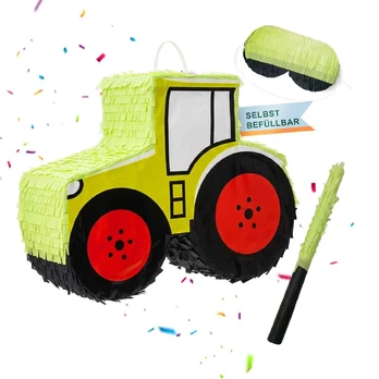 Relaxdays Piñata traktorius su lazda ir raiščiu akims