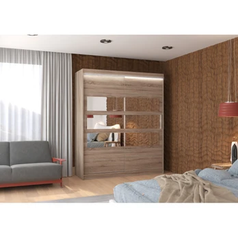Sliding wardrobe with mirror and lighting LED TOLEDO 180