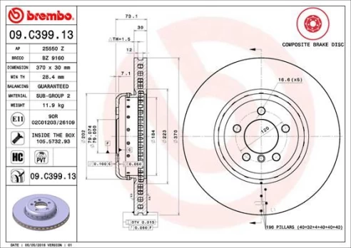 Stabdžių diskas BREMBO 09.C399.13