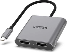 Adapteris USB Unitek V1404A USB-C - HDMI x2 Sidabrinė (V1404A) kaina