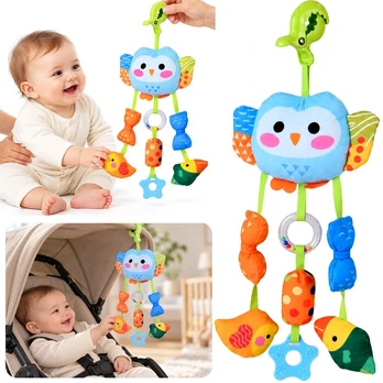 Jokomisiada Owl Hanging Toy for Pram and Cot Rattle Teether Bells ZA6202