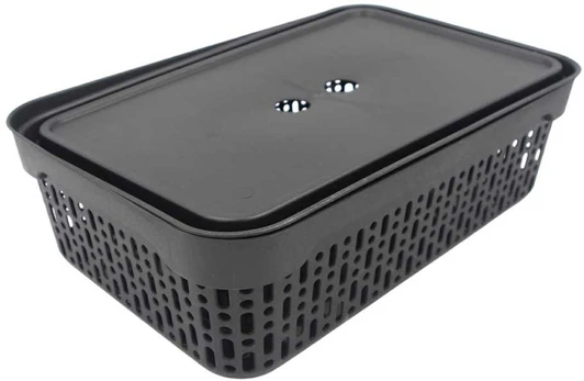Plastikinė dėžė su dangčiu 40×30×13 cm JUODA