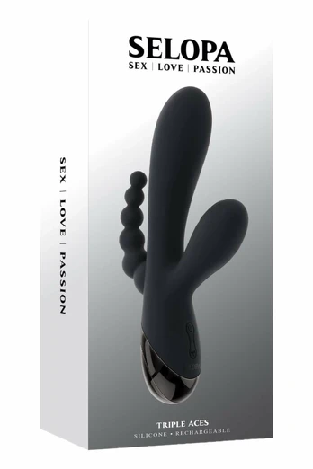 SELOPA TRIPLE ACES Multi-Function Silicone Intimate Device, USB, Purple