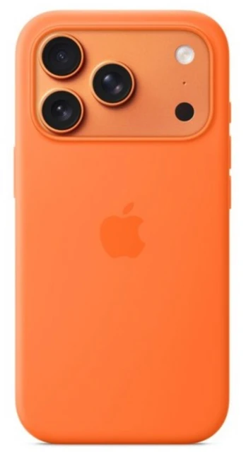 „Apple“ silikoninis dėklas su „MagSafe“ apsauga „iPhone 17 Pro“, oranžinis