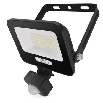 LED prožektorius EMOS GLARO, 20 W, 2000 lm, IP54, NW, su PIR jutikliu, juodas