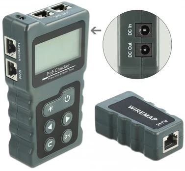 Delock Tester kabli LCD RJ45 PoE/DC