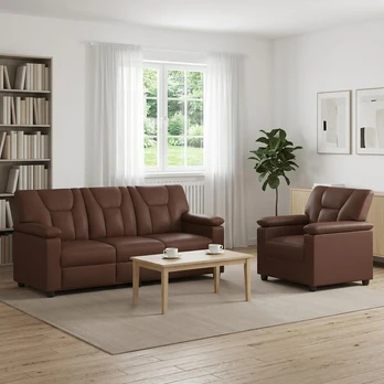 Sofa Sofos komplektas 2 vnt. Ruda Dirbtinė oda