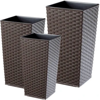 3x sodo gėlių vazonų rinkinys + Mocha įdėklas