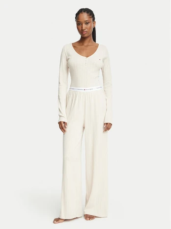 Tommy Hilfiger Pižama UW0UW06602 Kreminė Regular Fit