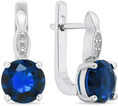 Brilio Silver Luxury sidabrinis earrings with dark mėlynas zircons EA548WB