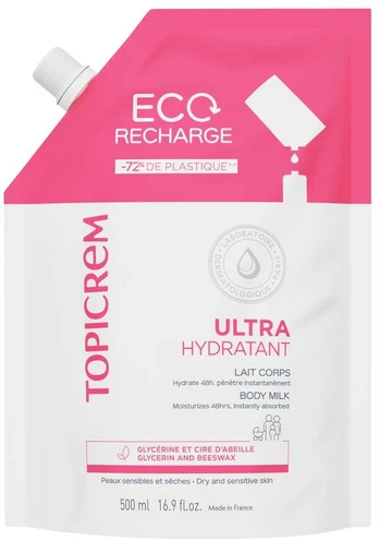Topicrem UH ultra moisturizing pienelis kūnui refill 500 ml