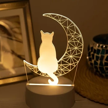 Naktinė lempa 3D katė