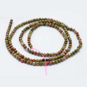 Natūralūs Unakito karoliukai 2 mm., 1 gija