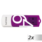 Pendrive Philips Vivid (2 vnt.), 64 GB (433990) kaina