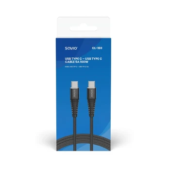 Savio CL-160 USB kabelis 2 m USB 2.0 USB C - USB C Juoda