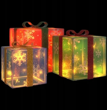 Šviečiančios kalėdinės dovanos 3 vnt 64 Led šilta balta