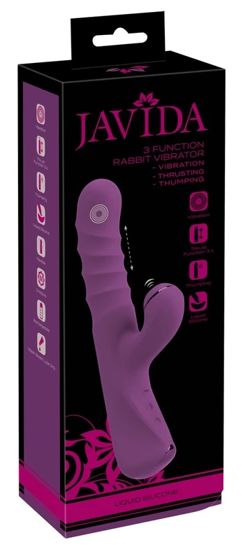Javida kiškio tipo vibratorius, skystojo silikono, violetinis
