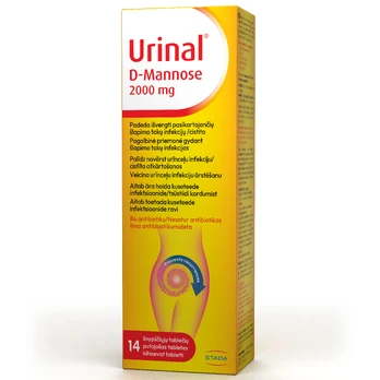 Šlapimo sistemai URINAL D-MANNOSE 2000mg, 14 tab.