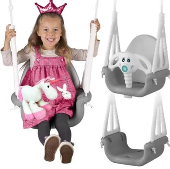 Dramblio kaušo sūpynės 3in1 Ricokids pilkai balta
