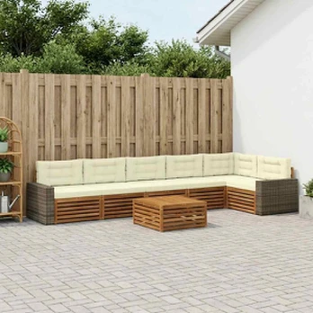 Lauko sofos komplektas 7 pcs Natūralus ir grietinėlė