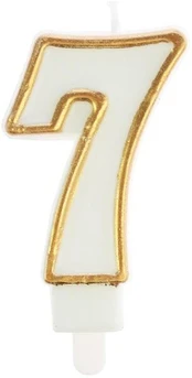 Gimtadienio žvakė "7" su auksiniu akcentu