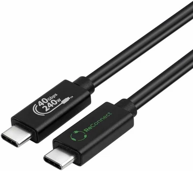 Kabelis USB MicroConnect USB-C - USB-C 1 m Juodas (ReConnect USB4 Gen 3x2 cable,)