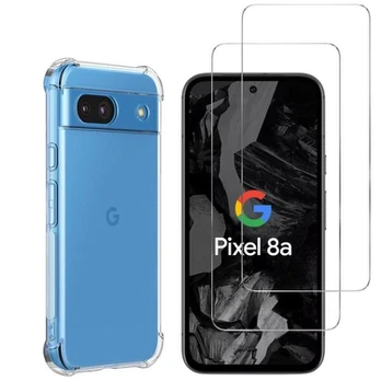 Apsauginis dėklas Google Pixel 8a ir 2 Stiklo plėvelės Ekrano apsaugai Phonillico