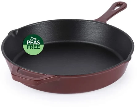 Salter BW13773R 26cm Cast Iron FryPan, Raudona