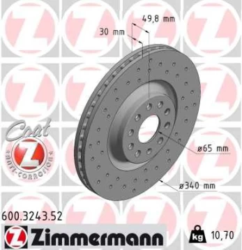 Stabdžių diskas ZIMMERMANN 600.3243.52