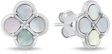 Brilio Silver Sidabrinis stones with baltas clover EA1285W
