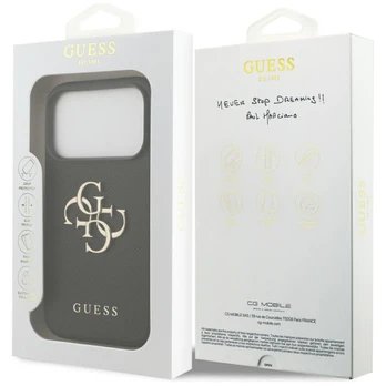 Dėklas Guess Grained Big 4G & Classic Logo do iPhone 17 Pro juoda