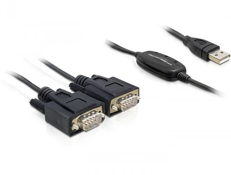 USB adapteris Delock USB - RS- 232 x2 Juodas (61886)