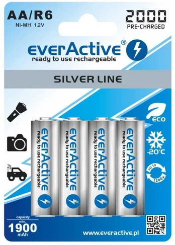 Įkraunamos baterijos everActive Ni-MH R6 AA 2000 mAh Silver Line