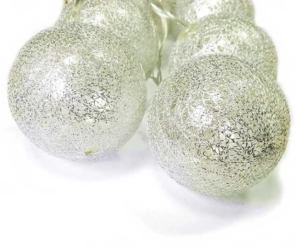 Girlianda Cotton Balls 10 LED, sidabrinė