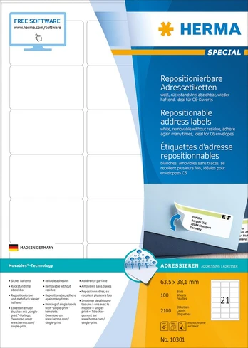 HERMA 10301 ženklinimo etiketė Balta