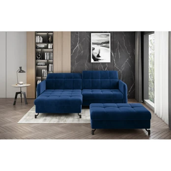 Komplektas kampinė sofa ir pufas Lorelle mėlyna