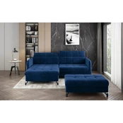 Komplektas kampinė sofa ir pufas Lorelle mėlyna kaina
