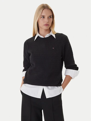 Tommy Hilfiger Megztinis Fine WW0WW44993 Juoda Regular Fit