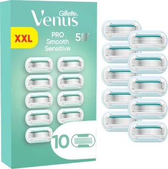 Venus - Gillette Venus Pro Smooth Sensitive Razor Blades, for sensitive skin - Green/White - 10 pcs