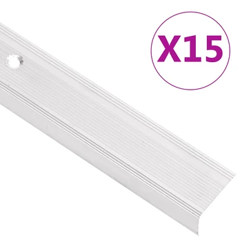 Profiliai laiptams, 15vnt., sidabro, 100cm, aliuminis, L formos
