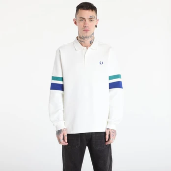 FRED PERRY Tipped Sleeve Collared Sweat Snow White - Dydis M (M2416 129 Džemperiai)
