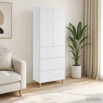 Spintelė 2 pcs Itin blizgi balta 66 x 34,5 x 90 cm
