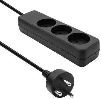 MicroConnect Danish Power Strip 3-way Juodas 3m cable