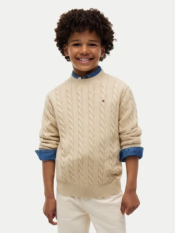 Tommy Hilfiger Megztinis Cable KB0KB09753 Smėlio Regular Fit