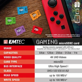 Emtec mSD 256GB UHSI U3 V30 A1 Gaming Blue