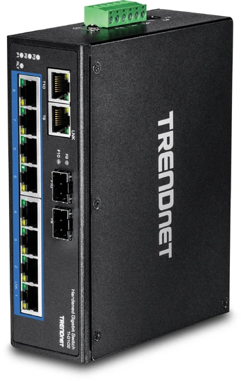 Šakotuvas TRENDNET 10 prievadų „Hard Indust Gig Switch“.