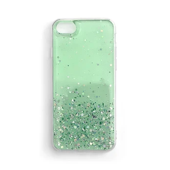 Blizgus TPU dėklas Wozinsky Star Glitter Xiaomi Redmi Note 9T 5G žalias