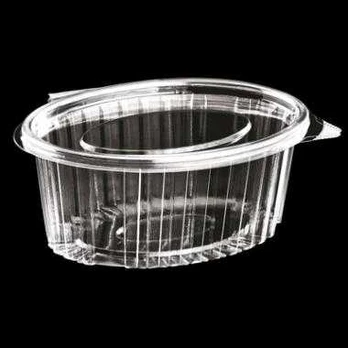 Multi Plastbæger Catersource 750 ml 145x190x60 mm Oval Hængslet låg RPET Klar,4 ps x 100 stk/krt