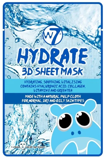 W7, Hydrate 3D, Revitalizing, Sheet Mask, For Face, 18 g