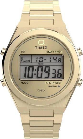 Timex vyriškas skaitmeninis kvarcinis laikrodis Q, auksinis, apyrankė